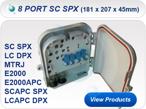 8 Port SC Simplex External IP65 Fibre Wall Boxes